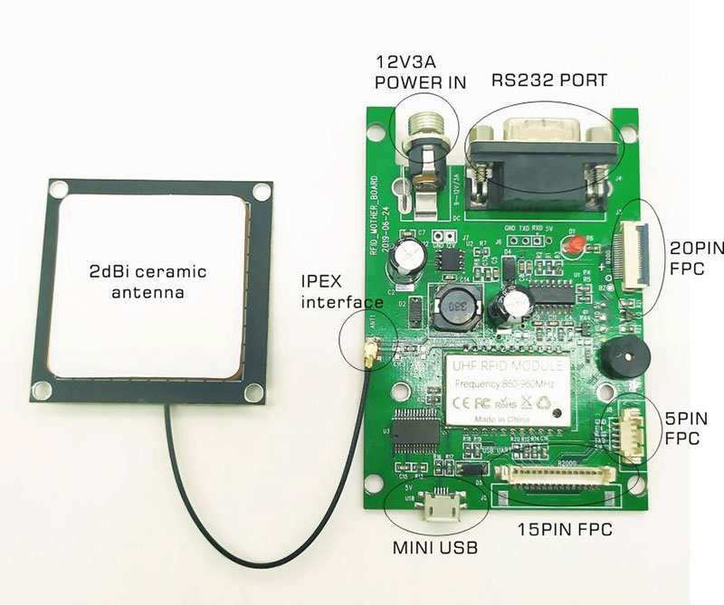 Mòdul lector RFID d'un sol canal radiofreqüència UHF Mòdul lector de targetes UHF incrustat per a telèfon mòbil d'identificació 3
